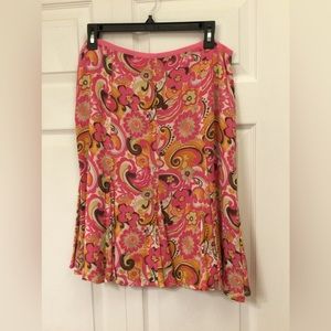 NWOT Sigrid Olsen floral print midi flounce skirt, size 10